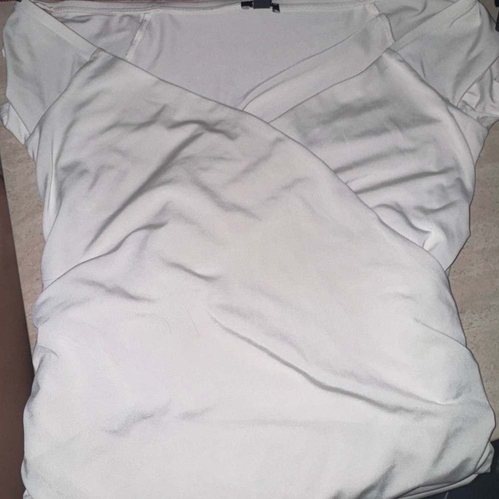 Express White Wrap Short Sleeve Blouse